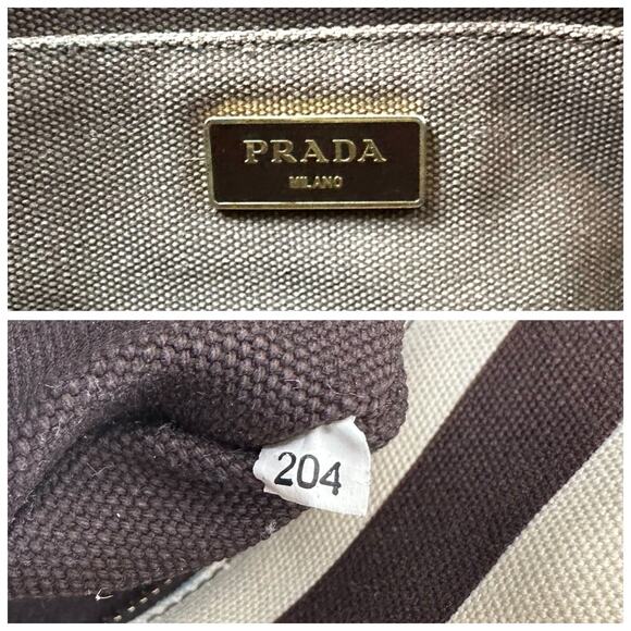 Prada Canapa Striped Two-Way Bag - Picture 7 of 9